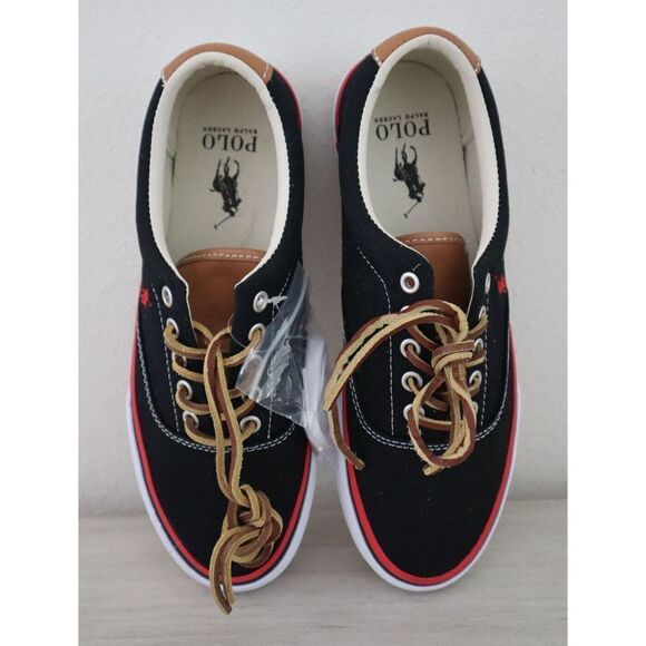 Polo Ralph Lauren Men's Sz 8 Black Keaton-Pony Low Top Canvas Sneaker Loafers - Picture 2 of 8